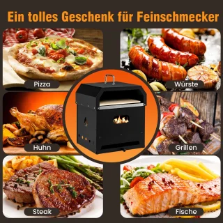 COSTWAY 4-in-1 houtgestookte pizzaoven en grill