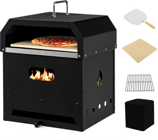 COSTWAY 4-in-1 houtgestookte pizzaoven en grill