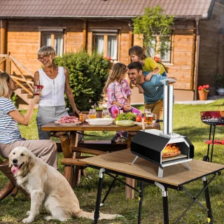 COSTWAY Draagbare Outdoor Pizzaoven van Roestvrij Staal