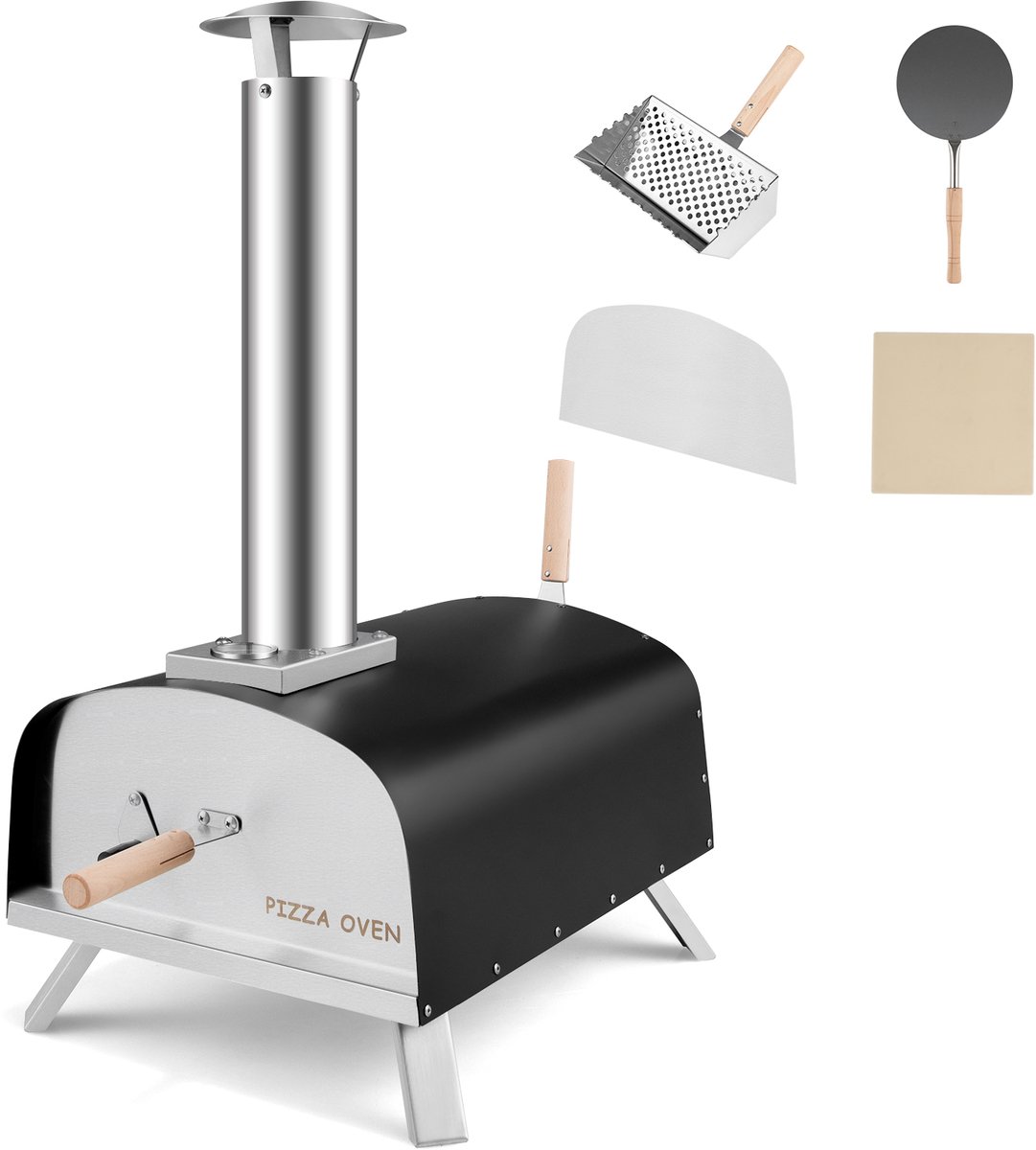 De COSTWAY Draagbare Pizza Oven Gas & Hout in één oogopslag