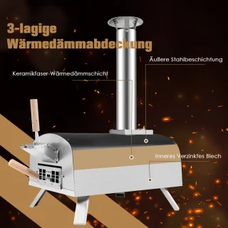 COSTWAY Draagbare Pizza Oven Gas & Hout