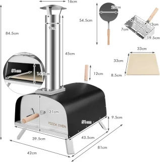 COSTWAY Draagbare Pizza Oven Gas & Hout