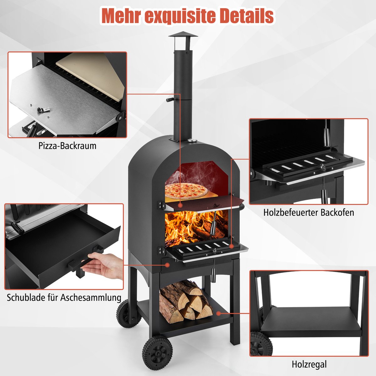 Costway houtgestookte pizzaoven voor buiten