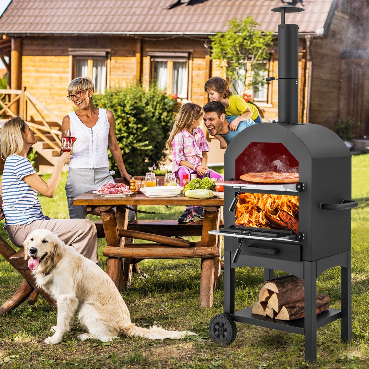 Costway houtgestookte pizzaoven voor buiten