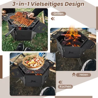 COSTWAY Houtskoolgrill 2-in-1 77x74x38 cm