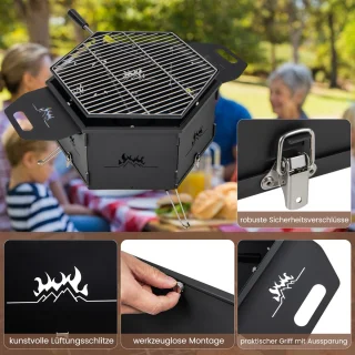 COSTWAY Houtskoolgrill 2-in-1 77x74x38 cm