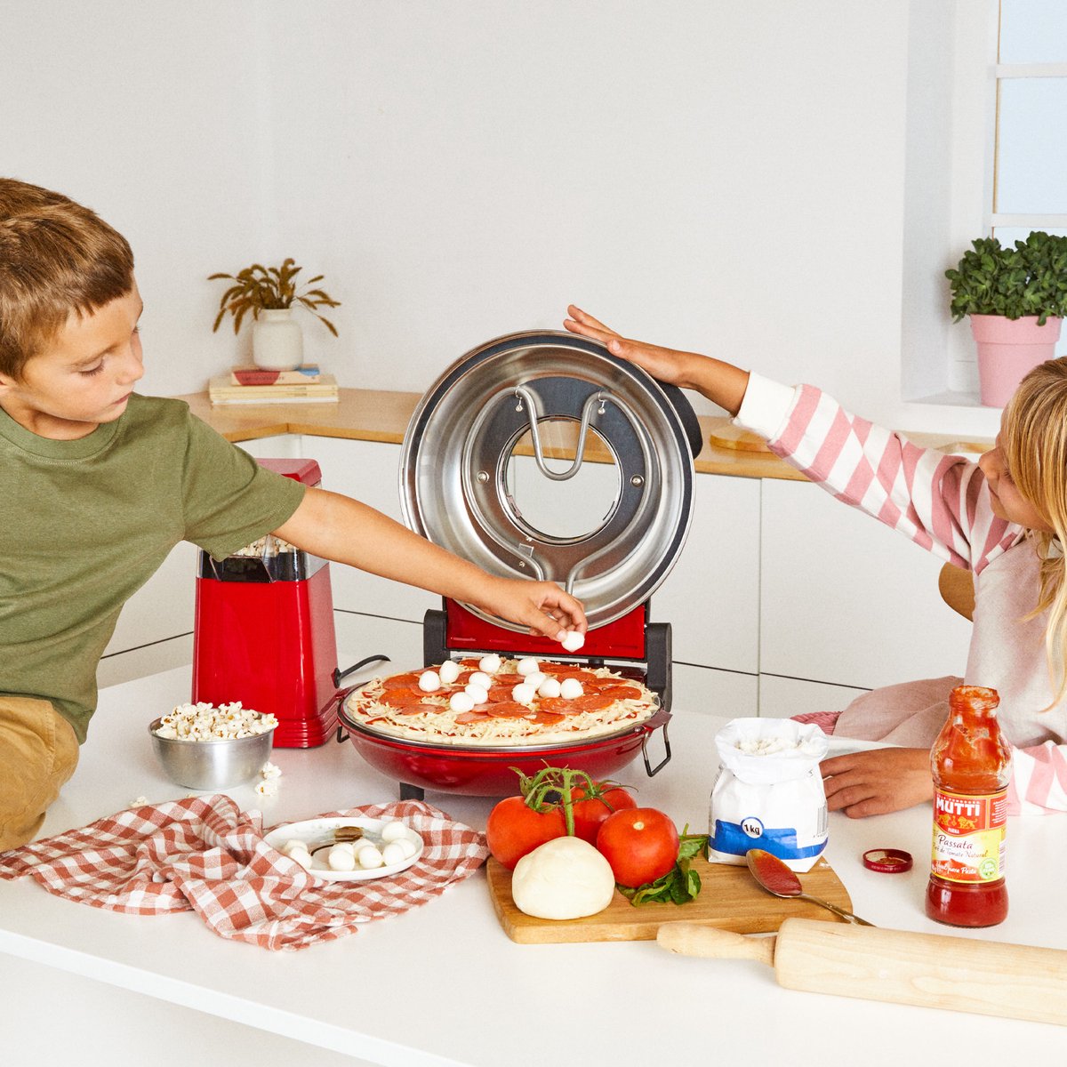 CREATE Pizza Maker Elektrische Stenen Pizzaoven Ø31 cm Zwart