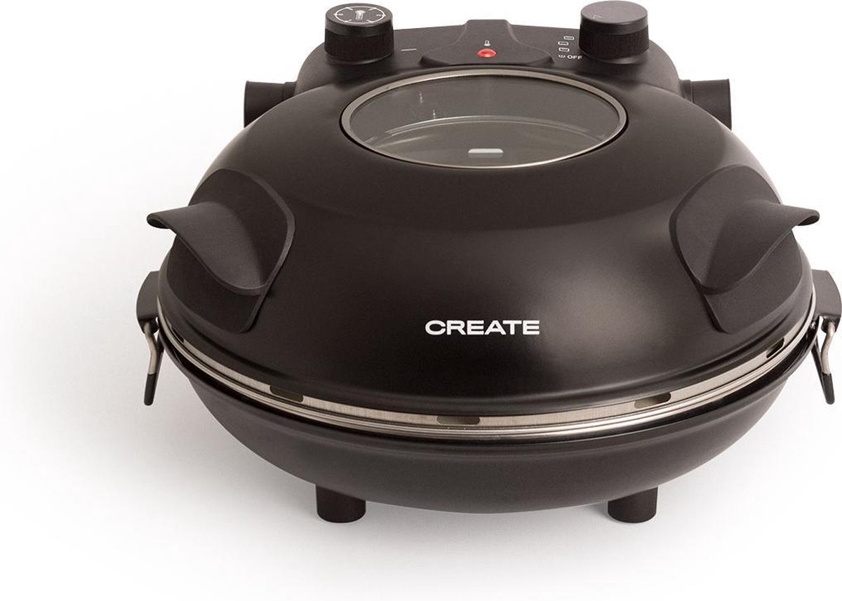 CREATE Pizza Maker Elektrische Stenen Pizzaoven Ø31 cm Zwart