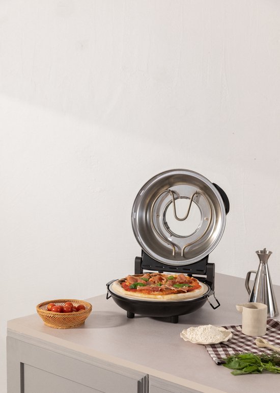 CREATE Pizza Maker Elektrische Stenen Pizzaoven Ø31 cm Zwart