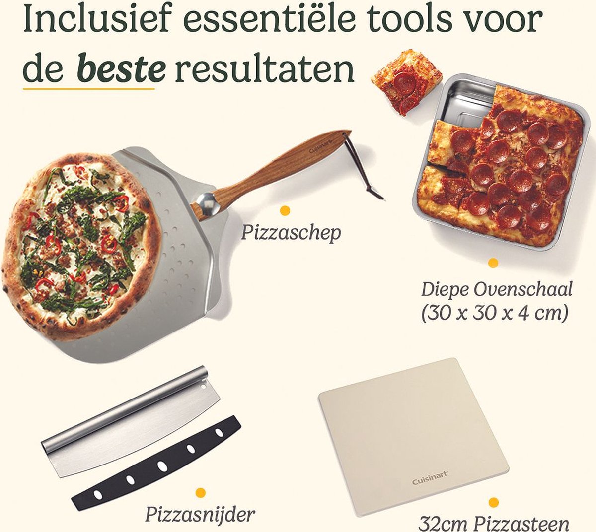 Cuisinart Pizza Oven houtgestookt RVS compleet set