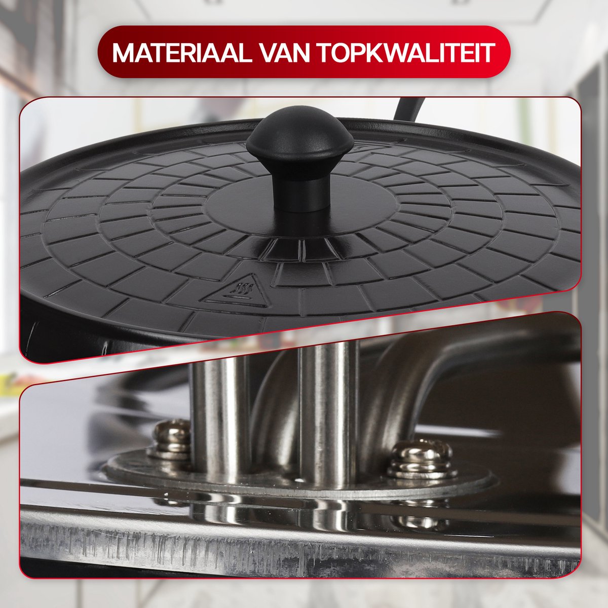 CuisineKing Pizza Oven Black Edition 6 Personen Terracotta Koepel RVS Bakplaat