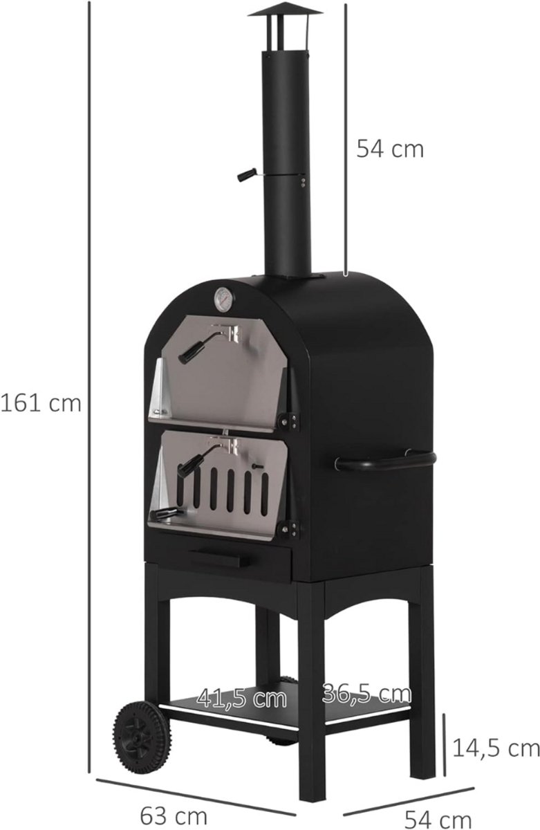 DD Pizza Oven Buiten Pellet Houtgestookt Zwart