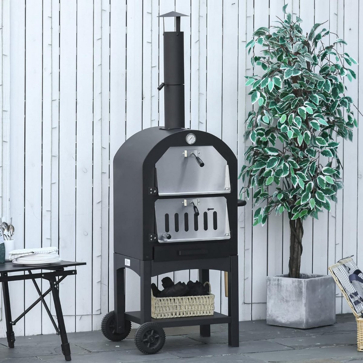 DD Pizza Oven Buiten Pellet Houtgestookt Zwart