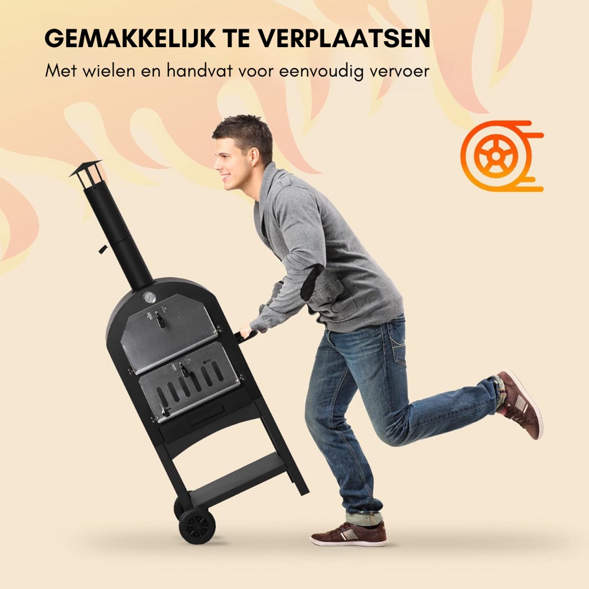 DD Pizza Oven Buiten Pellet Houtgestookt Zwart