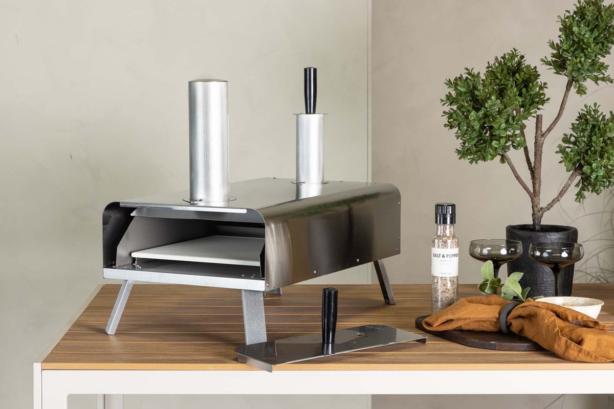 Digos pizza oven zilver, houtskool
