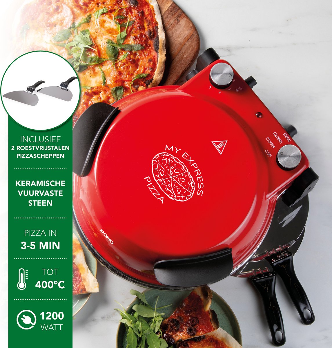 DOMO DO9284PZ My Express Pizza Pizzamaker Rood