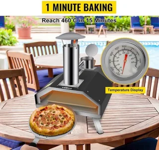 Draagbare Houtgestookte Pizza Oven RVS met Draagtas