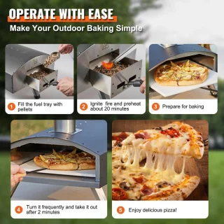 Draagbare Houtgestookte Pizza Oven RVS met Draagtas