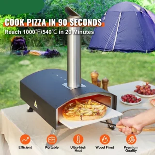 Draagbare Houtgestookte Pizza Oven RVS met Draagtas