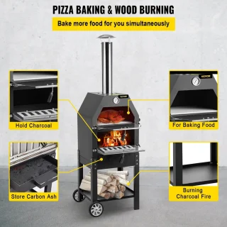Draagbare Pizza Oven RVS 2 Lagen Met Wielen Zomer