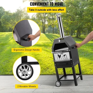 Draagbare Pizza Oven RVS 2 Lagen Met Wielen Zomer