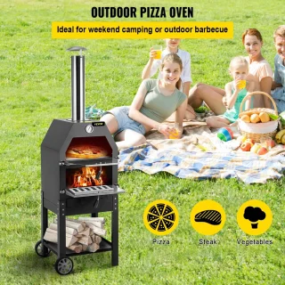 Draagbare Pizza Oven RVS 2 Lagen Met Wielen Zomer