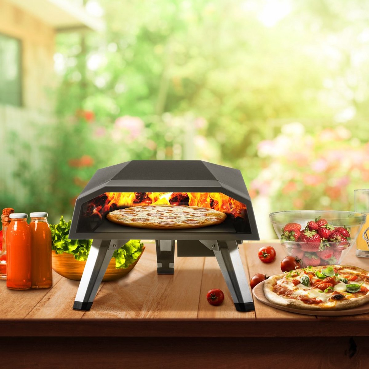 Draagbare Roestvrijstalen Gas Pizzaoven 12 inch Buiten 644,6x400x311 mm