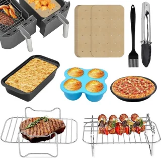 Dubbele airfryer accessoires set van 8 stukken voor Ninja Foodi en Instant Vortex
