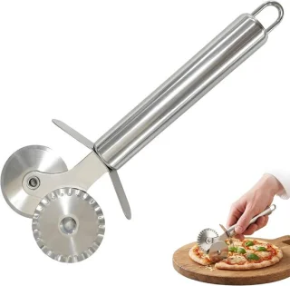 Dubbele kop pizzasnijder van roestvrij staal