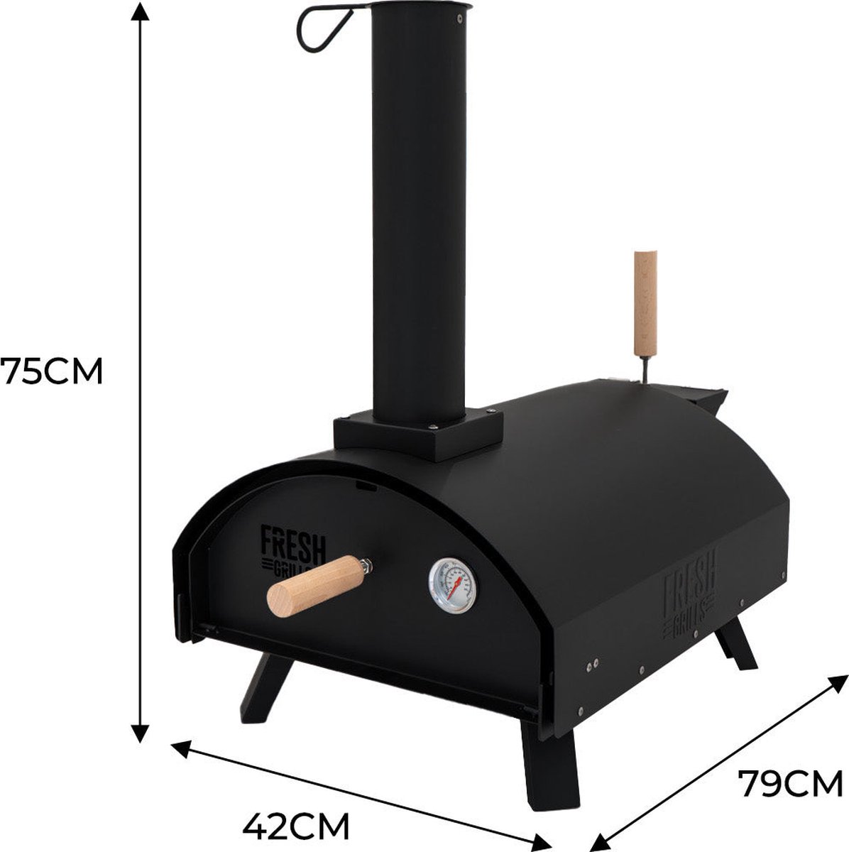 Dubbele Wand Tafel Pizza Oven 30 cm Zwart Staal