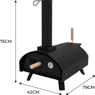 Dubbele Wand Tafel Pizza Oven 30 cm Zwart Staal
