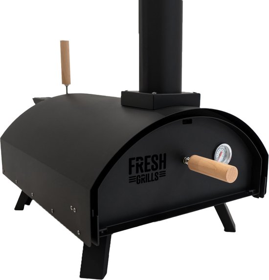 Dubbele Wand Tafel Pizza Oven 30 cm Zwart Staal