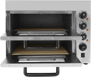 Elektrische dubbellaagse pizzaoven zilver