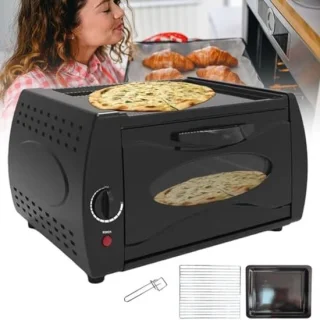 Elektrische mini pizzaoven, 12 liter, zwart
