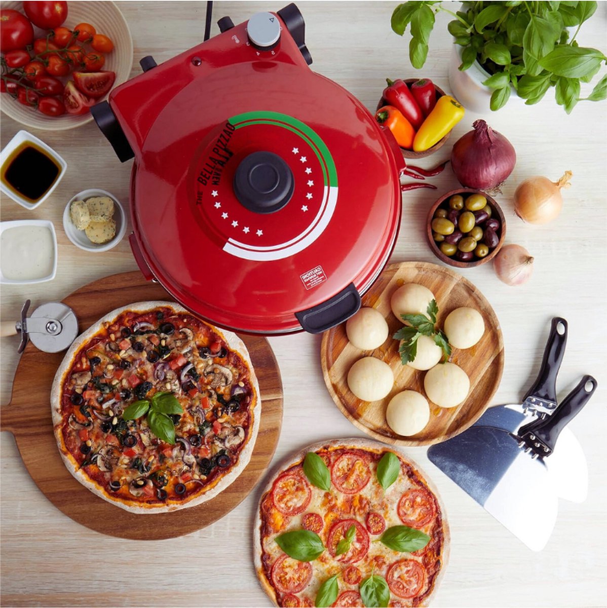 Elektrische Pizza-Oven 1200W met Pizzasteen en Accessoires