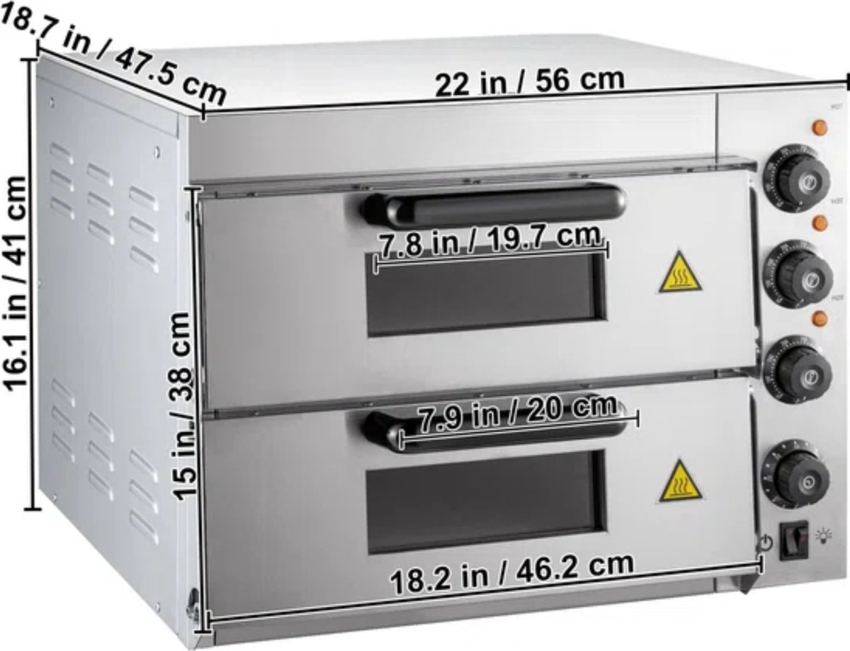 Elektrische Pizza Oven 35cm Roestvrijstaal 3000W