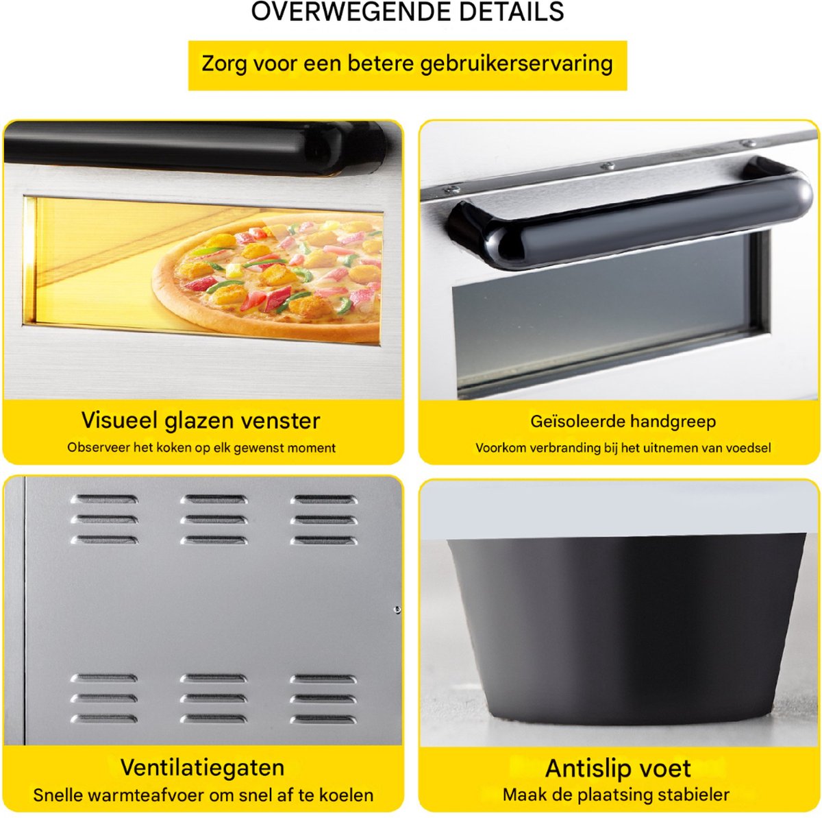 Elektrische Pizza Oven 35cm Roestvrijstaal 3000W