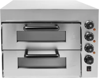Elektrische pizza oven met dubbele kamer, zilver
