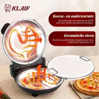 Elektrische pizzamaker 1200 W - 31 cm keramische steen - zwart