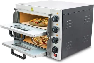 Elektrische pizzamaker met steenplaat en dubbele kamer