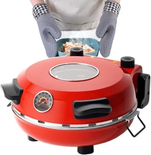 Elektrische pizzaoven - 31 cm plaat - rood-zwart