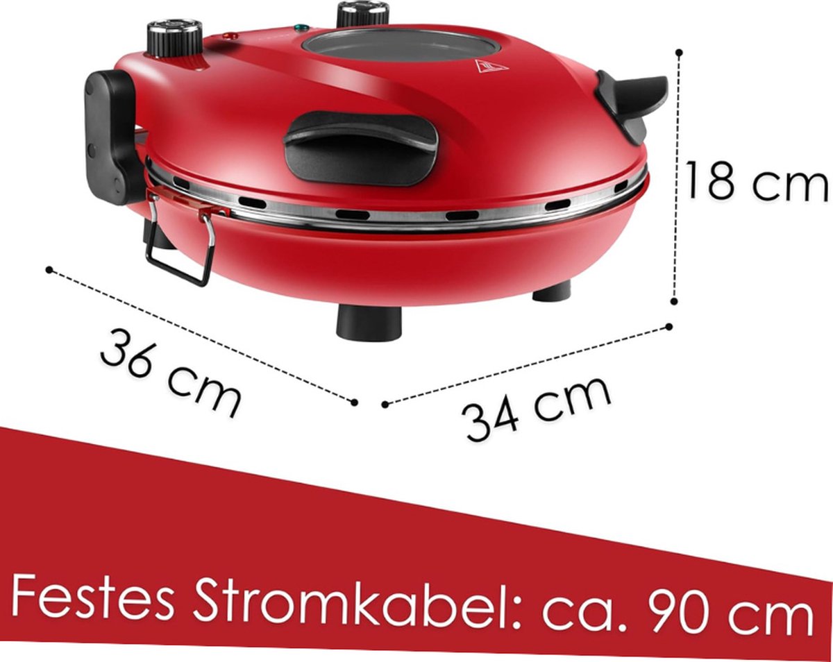Elektrische Pizzaoven 32 cm met Timer 1200W