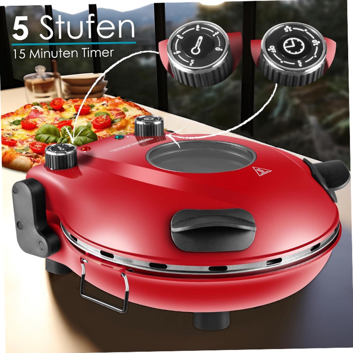 Elektrische Pizzaoven 32 cm met Timer 1200W
