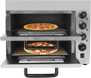 Elektrische pizzaoven dubbeldeks zilver