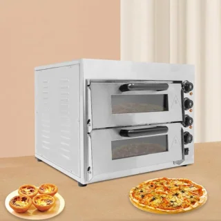 Elektrische pizzaoven dubbele laag zilver