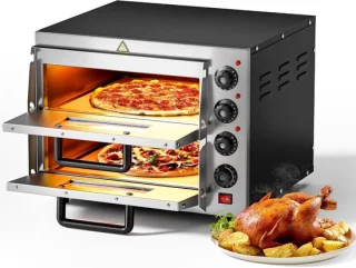 Elektrische pizzaoven met 2 niveaus - 3000W - inclusief 2 cordieriet pizzastenen