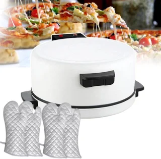 Elektrische Pizzaoven - Pizza Maker Broodrooster - Thuis Pizza Bakken - Dubbele Verwarmingselementen - 30 cm - Wit Zwart