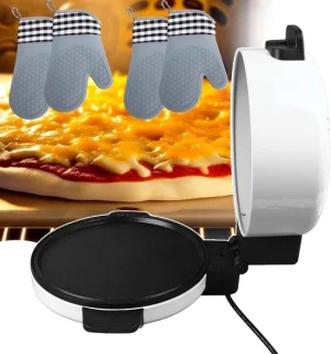 Elektrische pizzaoven, pizzamaker en broodbakmachine, 30 cm, wit/zwart