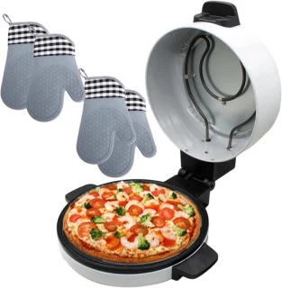 Elektrische pizzaoven voor aanrecht zwart wit