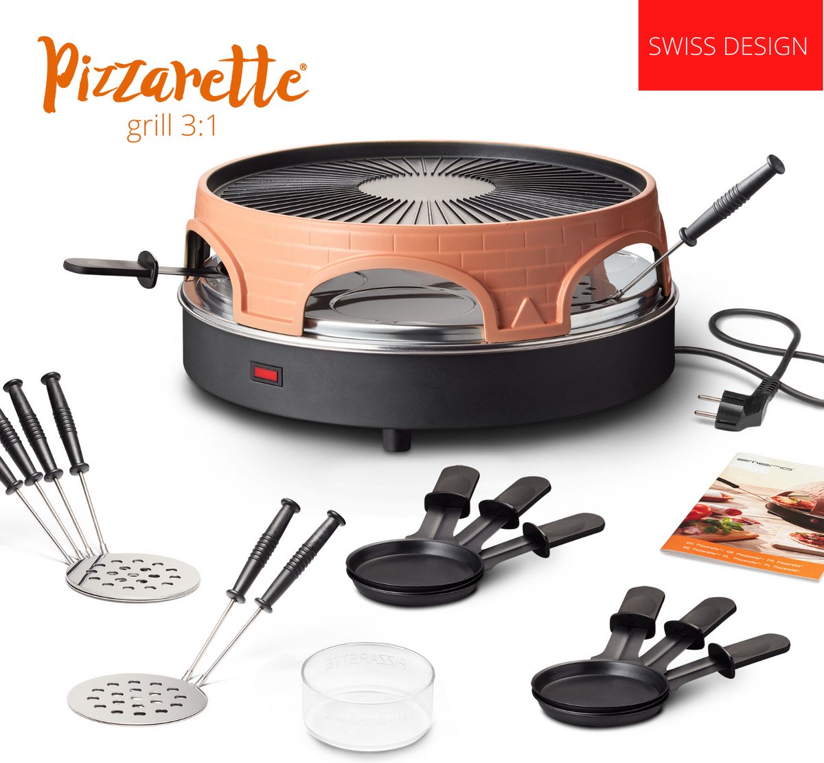 Emerio PO-113255.4 3-IN-1 Raclette Grill 6 Persoons